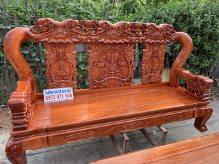 Bộ bàn ghế 6 món Minh quốc voi tay cột 12 gỗ hương đá (Chú Dũng, Nghệ An)