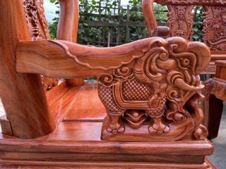 Bộ bàn ghế 6 món Minh quốc voi tay cột 12 gỗ hương đá (Chú Dũng, Nghệ An)