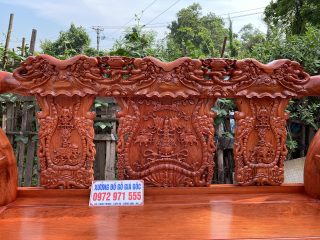 Bộ bàn ghế 6 món Minh quốc voi tay cột 12 gỗ hương đá (Chú Dũng, Nghệ An)