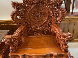 Bộ bàn ghế rồng đỉnh 10 món gỗ hương đá đục siêu đẹp (Anh Thế, Hải Dương) của Đồ Gỗ Phạm Gia