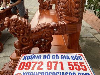 Bộ bàn ghế rồng đỉnh 10 món gỗ hương đá đục siêu đẹp (Anh Thế, Hải Dương)