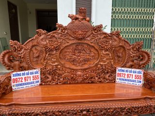 Bộ bàn ghế rồng đỉnh 10 món gỗ hương đá đục siêu đẹp (Anh Thế, Hải Dương)