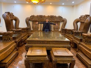 Siêu phẩm độc nhất vô nhị bộ quốc voi tay 32 gỗ mun đuôi công (hàng dự triển lãm)