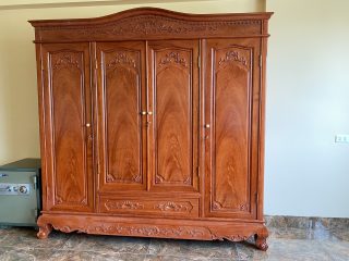 Tủ áo 4 cánh 2mx2m2 gỗ hương đá chọn vân đều tăm tắp (Anh Chung, Hà Nam)