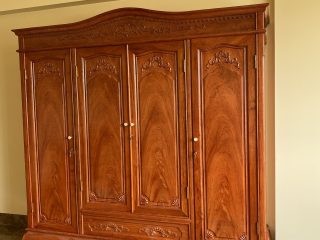 Tủ áo 4 cánh 2mx2m2 gỗ hương đá chọn vân đều tăm tắp (Anh Chung, Hà Nam)