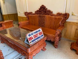 Bộ bàn ghế Louis Hoàng Gia nguyên khối 6 món gỗ hương đá (Anh Cường, Nam Định)