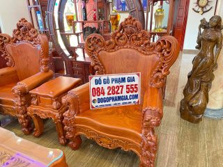Bộ bàn ghế Hoàng Gia 10 món gỗ hương đá nguyên khối (Chị Hải, Thái Bình)