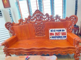Bộ bàn ghế Hoàng Gia 10 món gỗ hương đá nguyên khối (Chị Hải, Thái Bình)