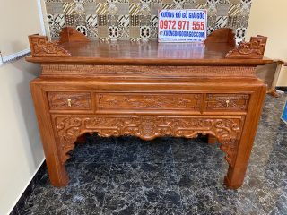 Án gian triện sen chân 10cm gỗ hương đá kích thước 175x87x127cm