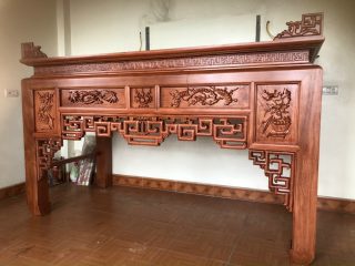 Án gian triện tứ quý chân 12cm gỗ hương đá (Chú Quang, Thái Bình)