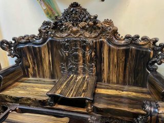 Bộ bàn ghế Hoàng Gia 2m6 gỗ mun hoa Lào 10 món cực vip