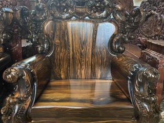 Bộ bàn ghế Hoàng Gia 2m6 gỗ mun hoa Lào 10 món cực vip