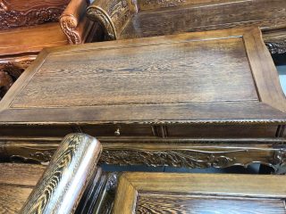 Bộ bàn ghế Hoàng Gia sen cá 6 món gỗ mun đuôi công đục đẹp