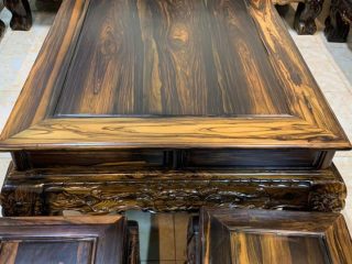 Bộ bàn ghế Minh Nghê tay cột 16 gỗ mun hoa Lào 10 món hàng đẹp