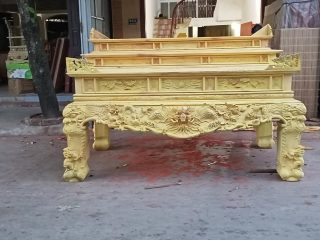 Sập thờ tam cấp chân 24 gỗ mít ta đục rồng lệch hàng dày dặn