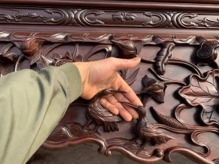 Sập thờ sen vịt gỗ gụ được làm vecli giả cổ (hàng đặt anh Tòng, Hà Nam)