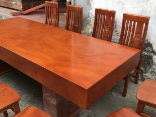 Bàn Ăn 10 Ghế Đục Chữ Thọ Lệch Gỗ Hương Đá của Đồ Gỗ Phạm Gia