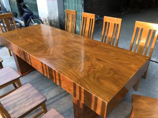 bàn ăn đóng hộp 10 ghế gỗ cẩm vàng