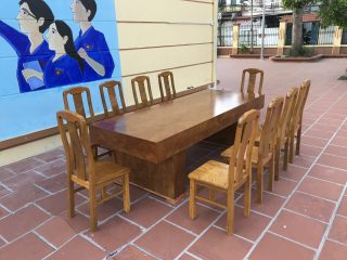 Bàn ăn 10 ghế gỗ cẩm vàng