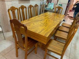 bàn ăn 10 ghế gỗ cẩm vàng