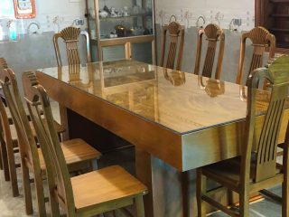 Bàn ăn kết hợp 10 ghế gỗ cẩm vàng