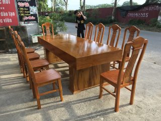 Bộ bàn ăn gỗ cẩm vàng 10 ghế