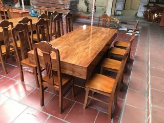 bộ 10 ghế xẻ quạt gỗ hương xám