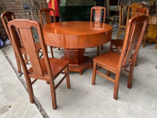 bộ bàn ăn tròn 6 ghế chữ thọ