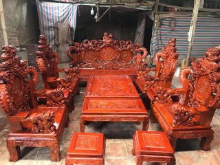 mẫu bàn ghế nghê bảo đỉnh phượng hóa đục tay