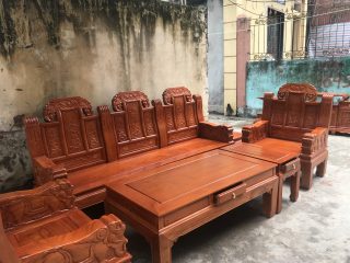 bàn ghế âu á 6 món chương voi tay đục