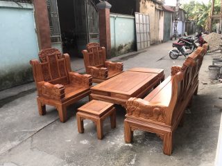 bộ bàn ghế Âu Á chương voi vách đục tứ quý tay đặc