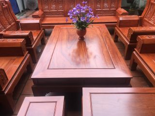 Bàn ghế Âu Á tay hộp gỗ hương đá