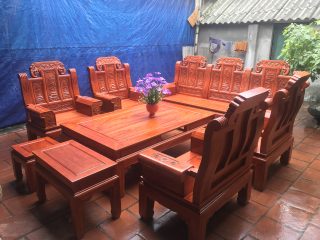 bộ bàn ghế Âu Á chương voi tay hộp 8 món