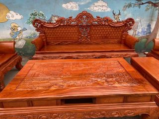 bàn ghế hoàng gia chương liền đục 2 mặt