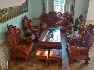 bàn ghế rồng khuỳnh nghê đỉnh 10 món