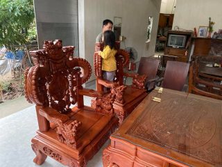 Mẫu ghế rồng khuỳnh nghê đỉnh vách tứ linh bát tiên