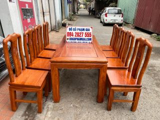 bàn ăn 8 ghế gỗ hương đá