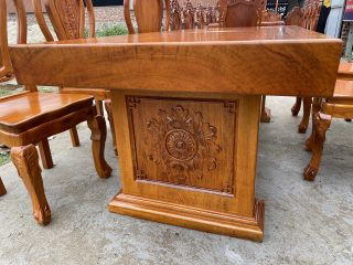 bàn chữ nhật nguyên khối gỗ gõ đỏ