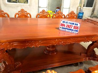 bàn ăn gỗ gõ đỏ hoàng gia cao cấp