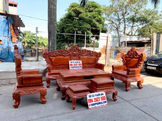 bàn ghế gỗ hương đá phòng cách hoàng gia