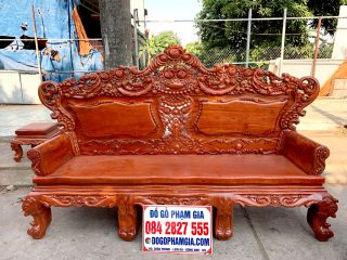 Ghế hoàng gia gỗ hương đá vách trơn