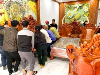 bàn ghế gỗ gõ đỏ nguyên khối hàng cao cấp