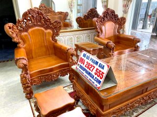 bàn ghế gỗ gõ đỏ nguyên khối