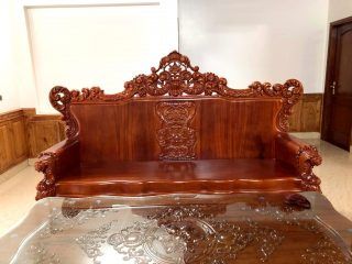 bàn ghế gỗ gõ đỏ nguyên khối