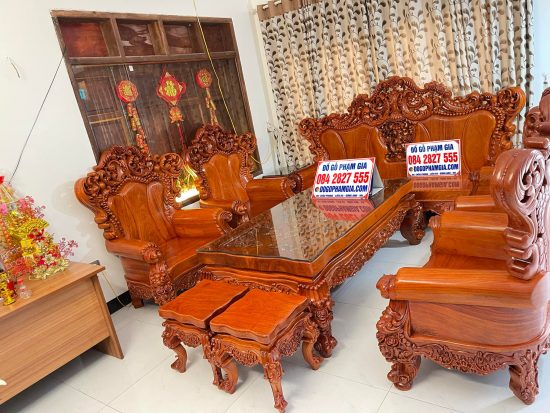 bàn ghế hoàng gia tân cổ điển gỗ hương đá