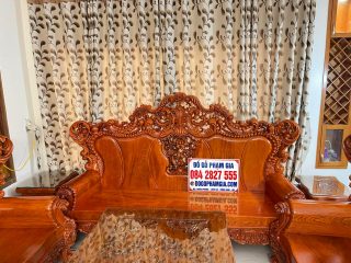 ghế hoàng gia đục hoa lá tây sinh động