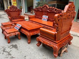 bàn ghế hoàng gia tân cổ điển đục 2 mặt