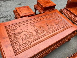 bàn gỗ hương đá đục tay thủ công