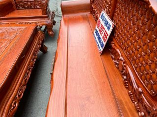 bàn ghế louis hoàng gia gỗ hương đá nổi vân