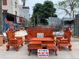 mẫu bàn ghế hoàng gia 6 món gỗ hương đá